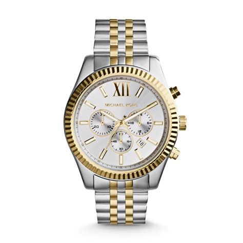 michael kors oversized lexington two-tone watch